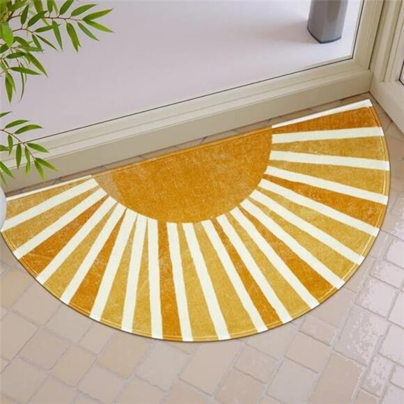 Boho Bathroom Rug Non Slip Washable Half Circle Mat Rainbow Door Mat Soft - Picture 8 of 8
